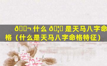 🐬 什么 🦊 是天马八字命格（什么是天马八字命格特征）